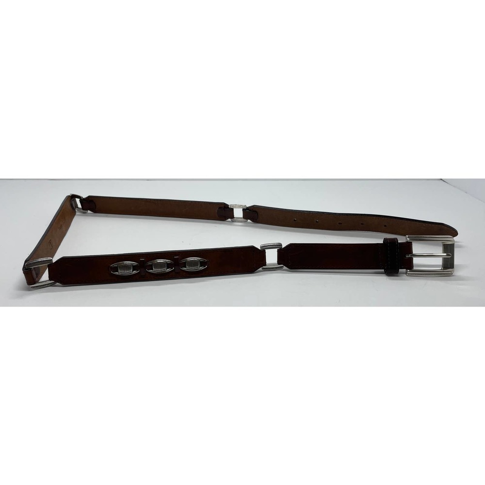 Fossil Brown Leather Segmented Belt With Silver Hardware BT2171 Size Large